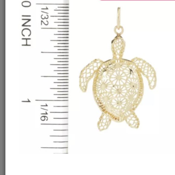 Stefano Oro 14K Gold Diamond Cut Ricami Turtle Pendant, 1.23 grams - Picture 1 of 6